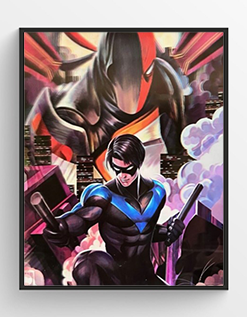 Batman - Joker - Robin (Nightwing) 3D Hologram framed